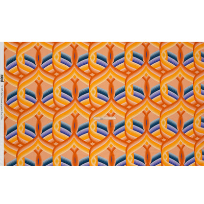 Rayon Challis - Orange, Blue and Purple Abstract Lines - Iris's Message Print - Mood Exclusive Chariot Collection