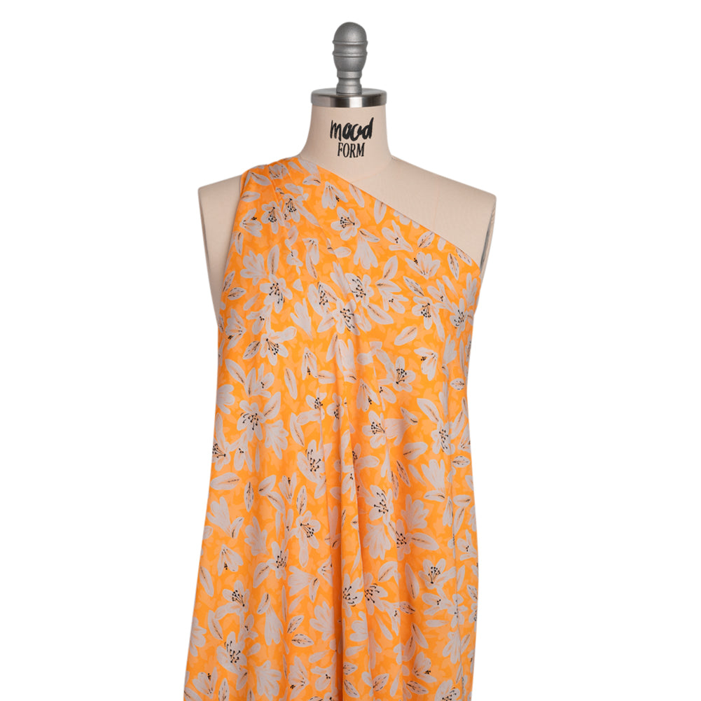 Rayon Challis - Yellow Floral - Daybreak Bloom Print - Mood Exclusive Chariot Collection - Drape