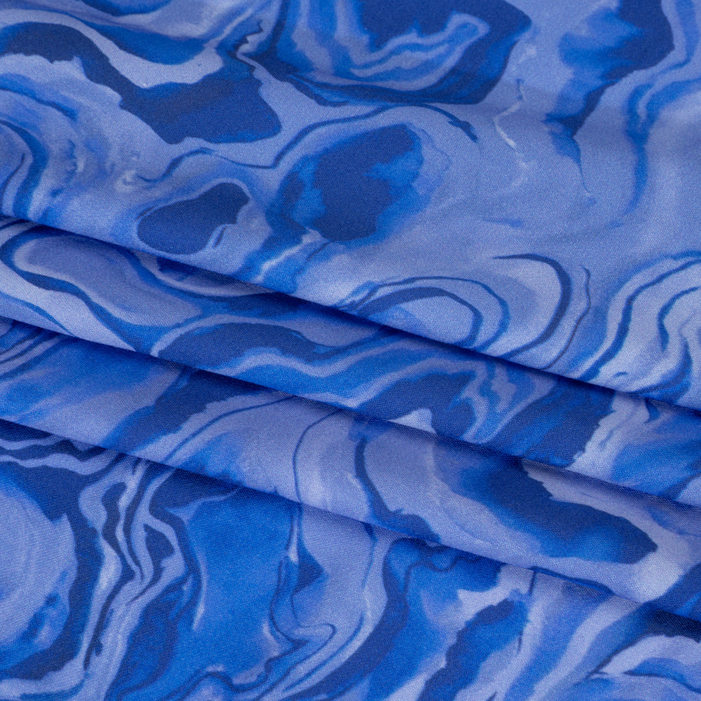 Rayon Challis - Blue Abstract - Skyscape Print - Mood Exclusive Chariot Collection - Folded