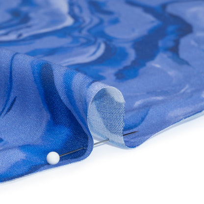 Rayon Challis - Blue Abstract - Skyscape Print - Mood Exclusive Chariot Collection
