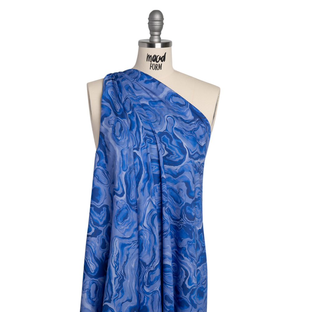 Rayon Challis - Blue Abstract - Skyscape Print - Mood Exclusive Chariot Collection - Drape