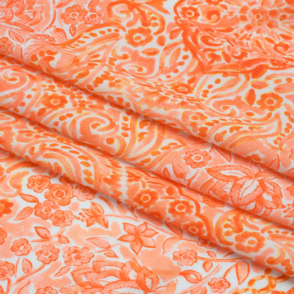 Rayon Challis Panel - Orange Paisley Floral - Sicilian Summer Print - Mood Exclusive Chariot Collection