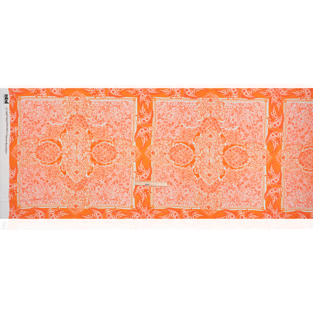 Rayon Challis Panel - Orange Paisley Floral - Sicilian Summer Print - Mood Exclusive Chariot Collection - Full