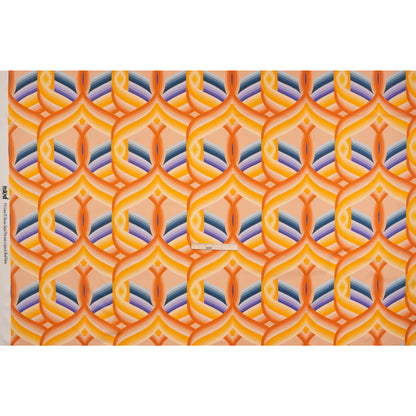 Stretch Cotton Sateen - Orange, Blue and Purple Abstract Lines - Iris's Message Print - Mood Exclusive Chariot Collection