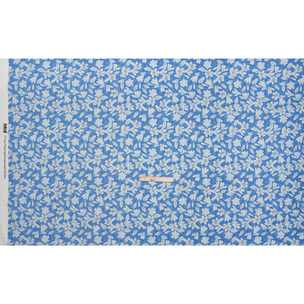 Stretch Cotton Sateen - Blue Floral - Daybreak Bloom Print - Mood Exclusive Chariot Collection - Full