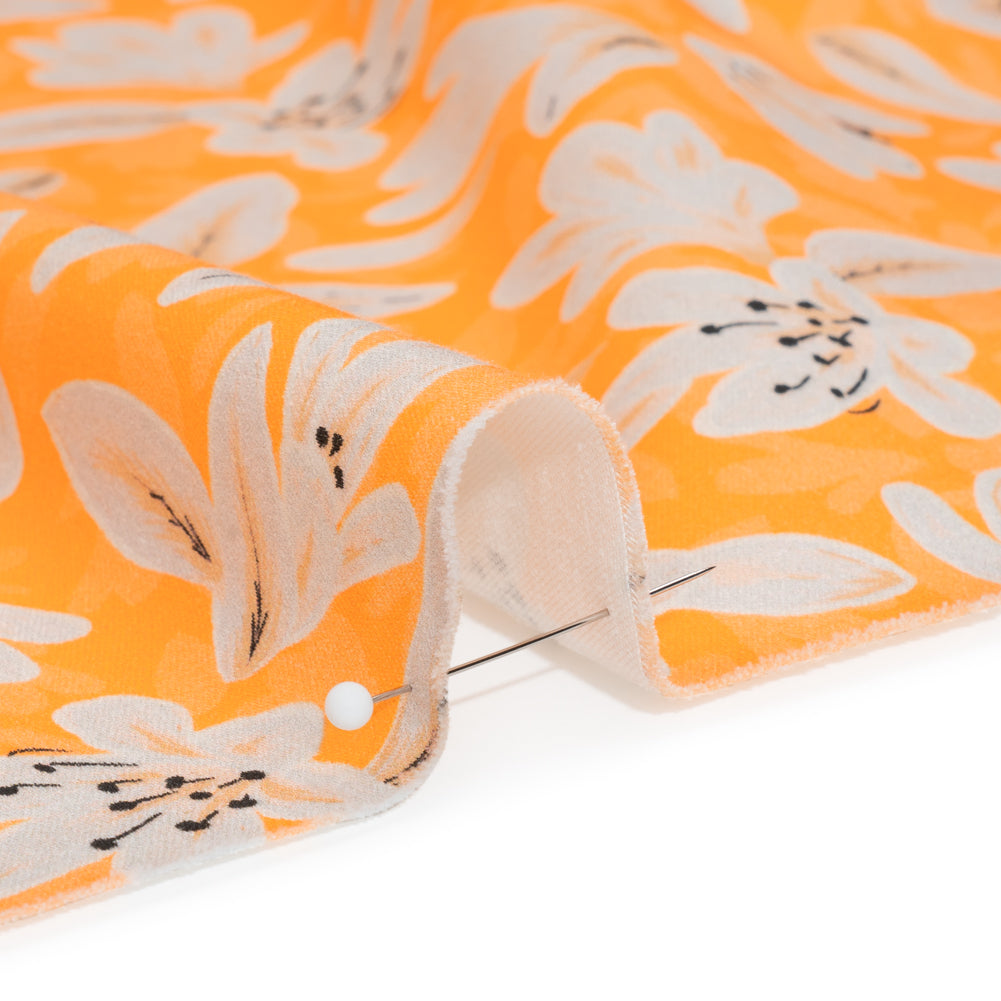 Stretch Cotton Sateen - Yellow Floral - Daybreak Bloom Print - Mood Exclusive Chariot Collection - Detail