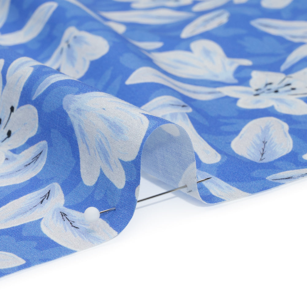 Cotton Voile - Blue Floral - Daybreak Bloom Print - Mood Exclusive Chariot Collection - Detail