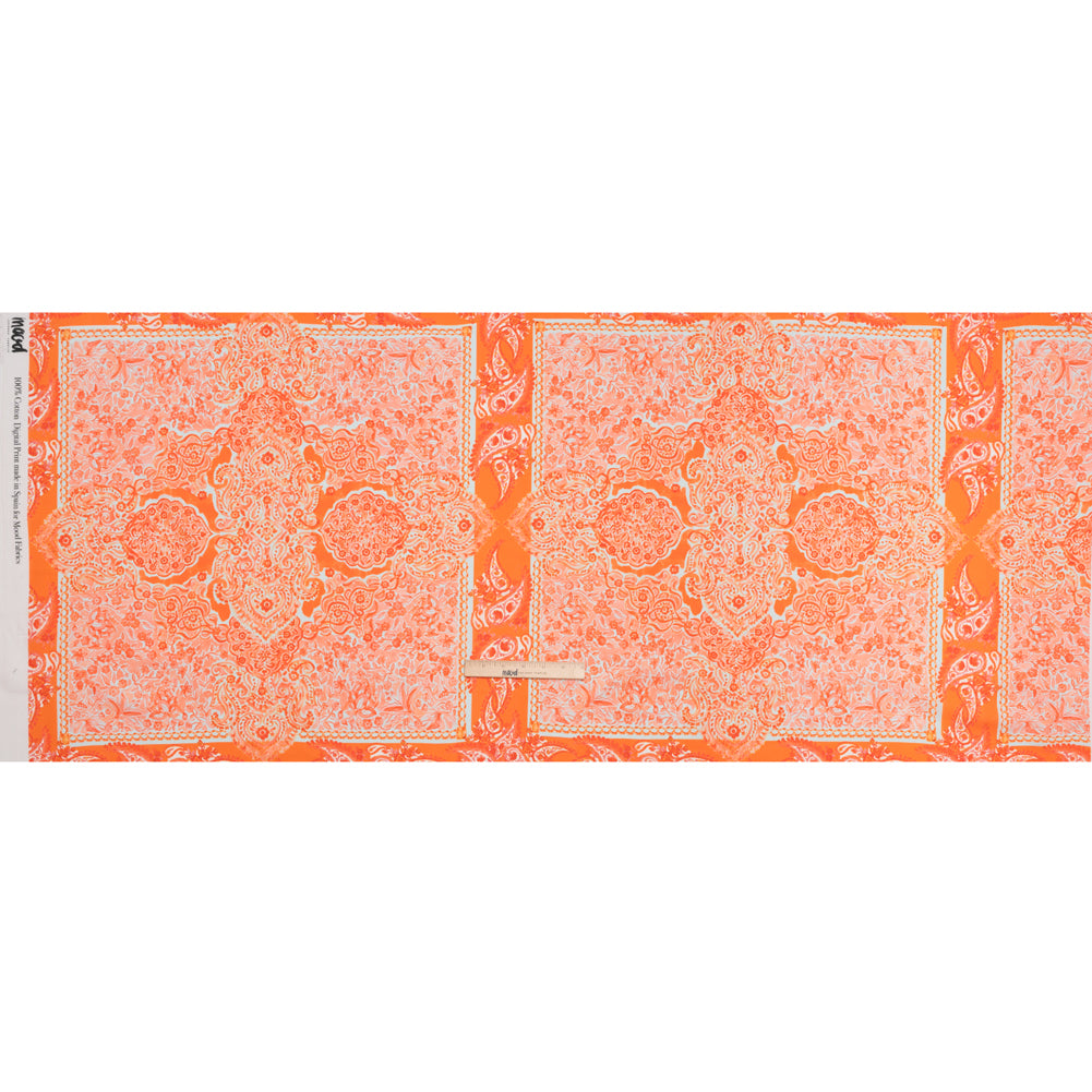 Cotton Voile Panel - Orange Paisley Floral - Sicilian Summer Print - Mood Exclusive Chariot Collection - Full