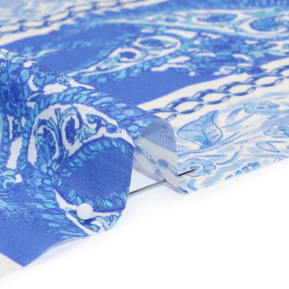 Cotton Voile Panel - Blue Paisley Floral - Sicilian Summer Print - Mood Exclusive Chariot Collection - Detail