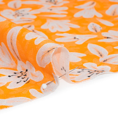 Linen-Rayon Woven - Yellow Floral - Daybreak Bloom Print - Mood Exclusive Chariot Collection