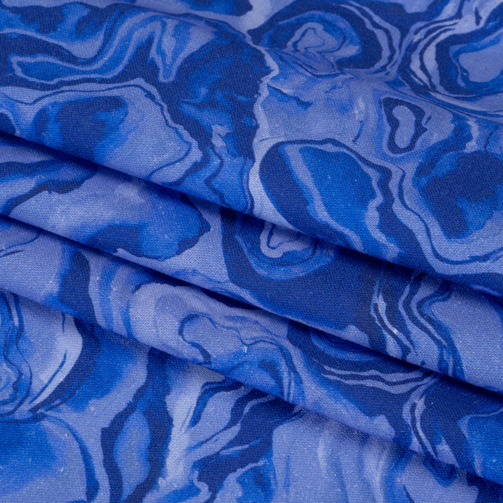 Linen-Rayon Woven - Blue Abstract - Skyscape Print - Mood Exclusive Chariot Collection