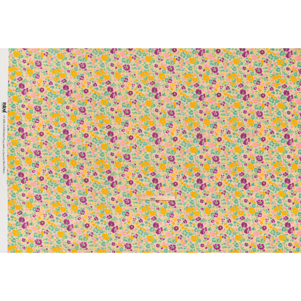 Linen-Rayon Woven - Yellow and Plum Floral - Midsummer Meadow Print - Mood Exclusive Chariot Collection - Full