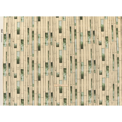 Stretch Cotton Sateen - Green and Cream Geometric Blocks - Cliffside Climb Print - Mood Exclusive Acadia Collection