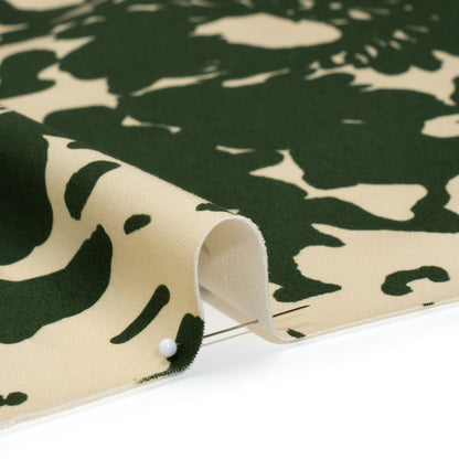 Stretch Cotton Sateen - Hunter Green and Cream Big Floral - Rorschach Rosettes Print - Mood Exclusive Acadia Collection