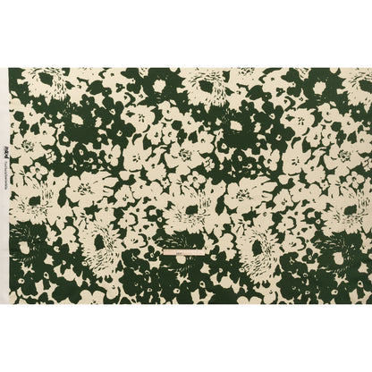 Stretch Cotton Sateen - Hunter Green and Cream Big Floral - Rorschach Rosettes Print - Mood Exclusive Acadia Collection
