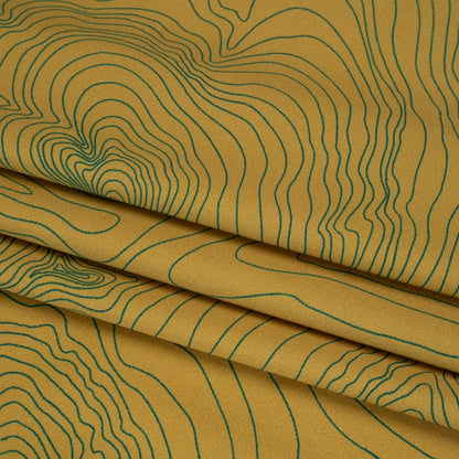 Stretch Cotton Sateen - Olive and Hunter Green Abstract Lines - Topographic Map Print - Mood Exclusive Acadia Collection