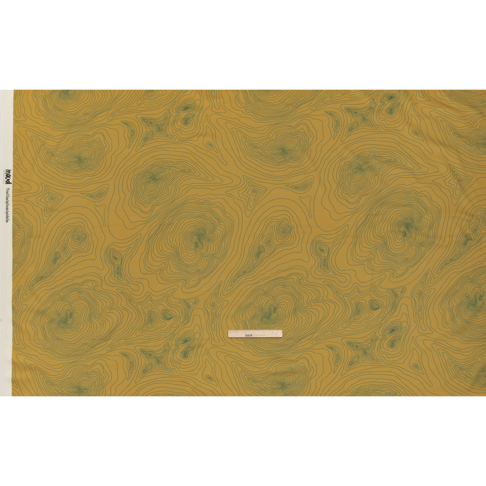 Stretch Cotton Sateen - Olive and Hunter Green Abstract Lines - Topographic Map Print - Mood Exclusive Acadia Collection