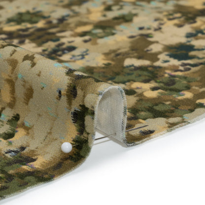 Stretch Cotton Sateen - Olive, Green and Beige Abstract Dots - Forest Lookout Print - Mood Exclusive Acadia Collection