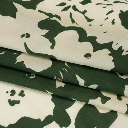 Cotton Voile - Hunter Green and Cream Big Floral - Rorschach Rosettes Print - Mood Exclusive Acadia Collection