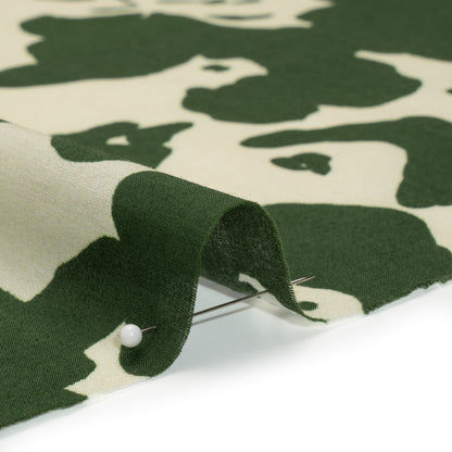 Cotton Voile - Hunter Green and Cream Big Floral - Rorschach Rosettes Print - Mood Exclusive Acadia Collection