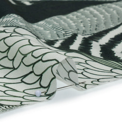 Cotton Voile - Dark Green and White Doodled Patterns - Forest Fantasy Print - Mood Exclusive Acadia Collection