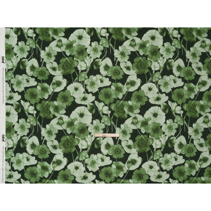 Cotton Voile - Green Painterly Flowers - Coastal Clover Print - Mood Exclusive Acadia Collection