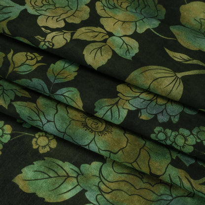 Cotton Voile - Green, Olive and Navy Floral - Secret Garden Print - Mood Exclusive Acadia Collection