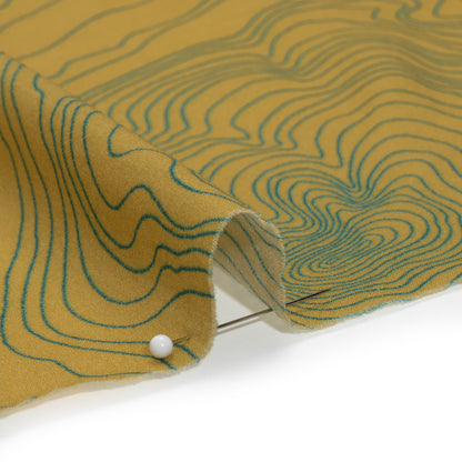 Cotton Voile - Olive and Hunter Green Abstract Lines - Topographic Map Print - Mood Exclusive Acadia Collection