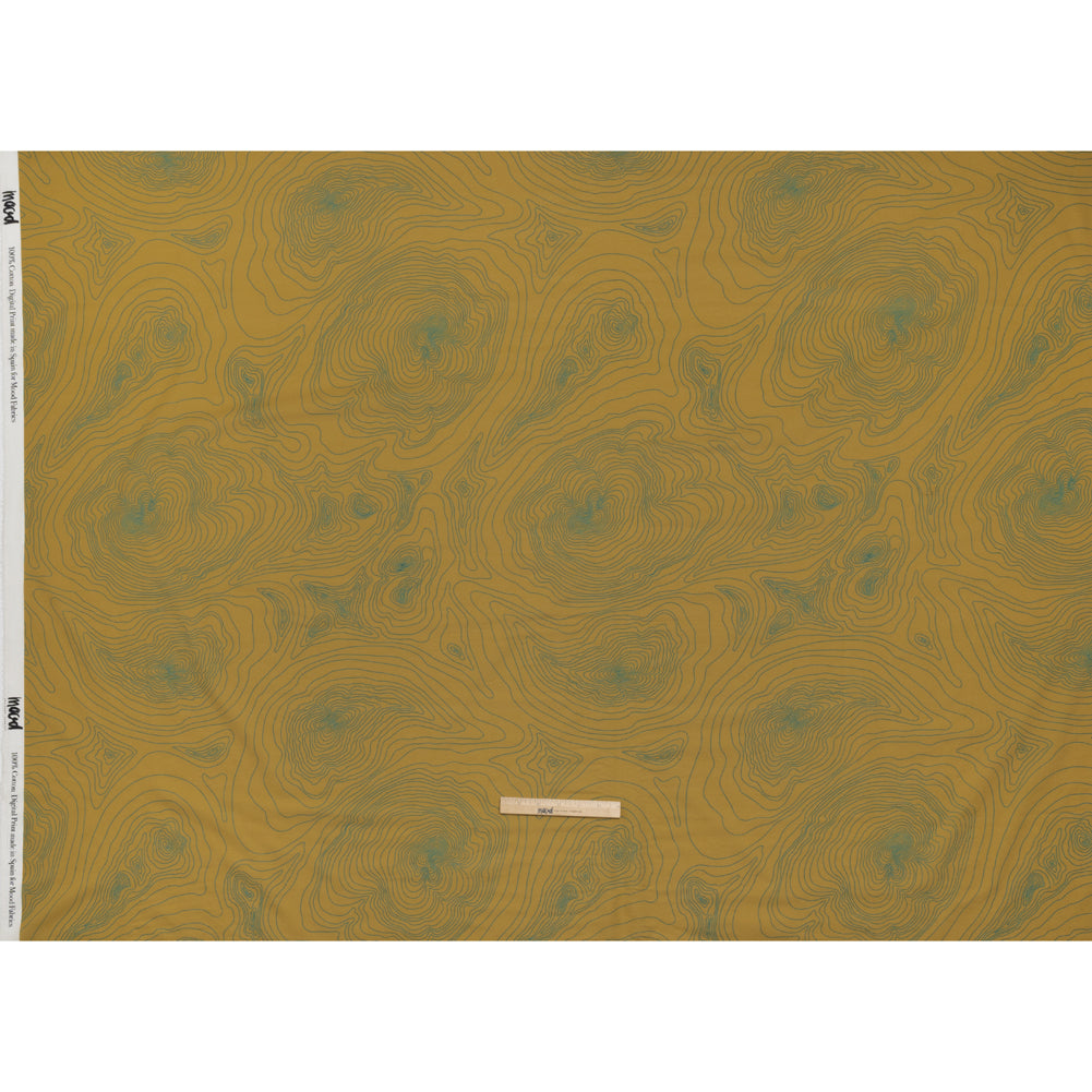 Cotton Voile - Olive and Hunter Green Abstract Lines - Topographic Map Print - Mood Exclusive Acadia Collection