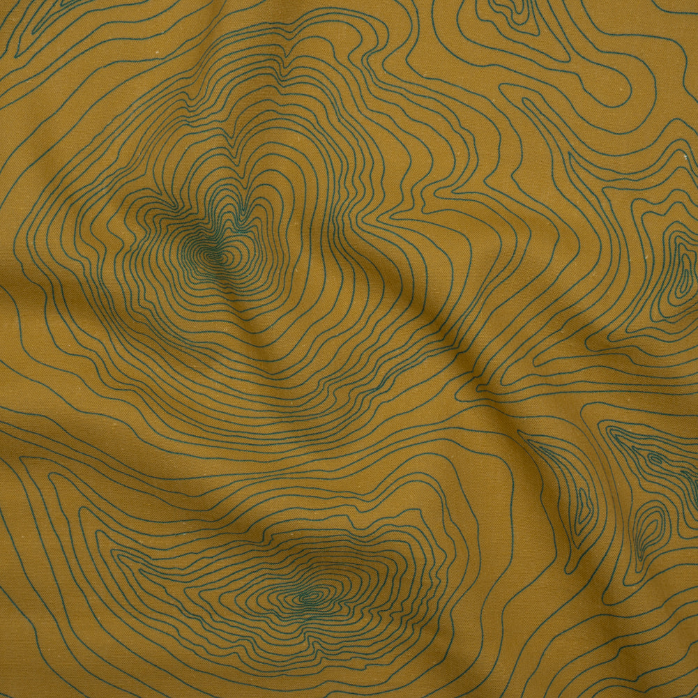 Linen and Rayon Woven - Olive and Hunter Green Abstract Lines - Topogr