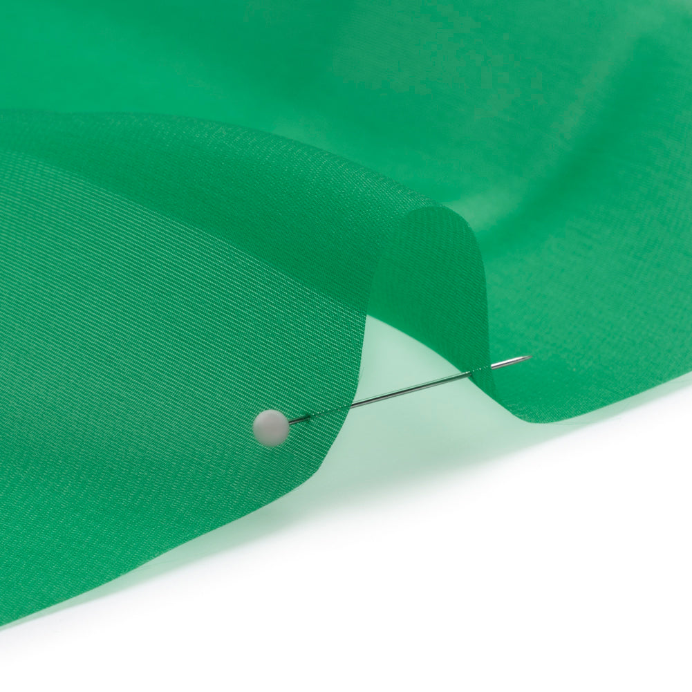 Satin-Faced Polyester Organza - Kelly Green - Ardea Collection by Mood - Detail