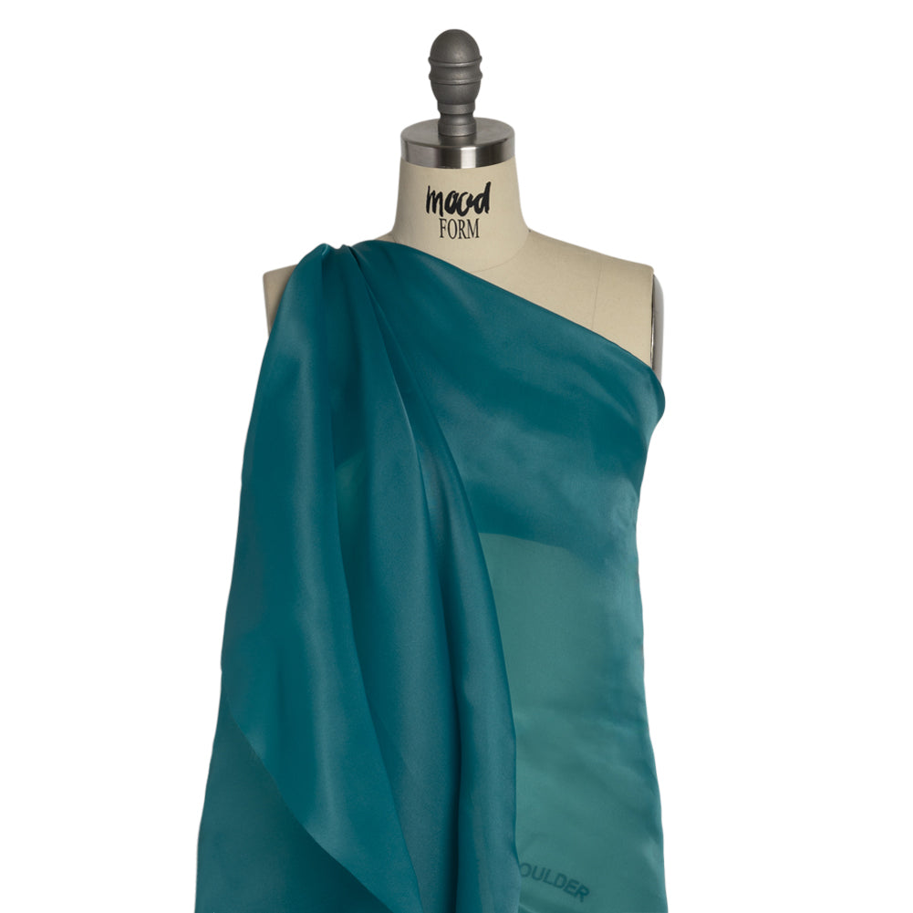 Satin-Faced Polyester Organza - Deep Teal - Ardea Collection by Mood - Drape