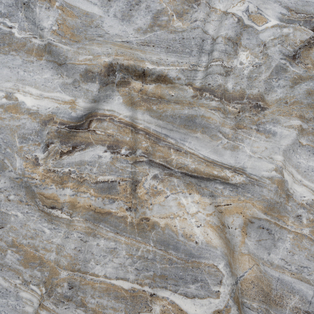 Stonehenge Quilting Cotton by Northcott - Warm Gray Marble 5 Stone Swirl - Surfaces Collection
