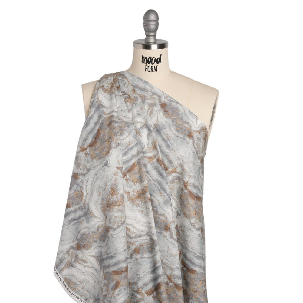 Stonehenge Quilting Cotton by Northcott - Warm Gray Marble 8 Swirling Stone - Surfaces Collection - Drape