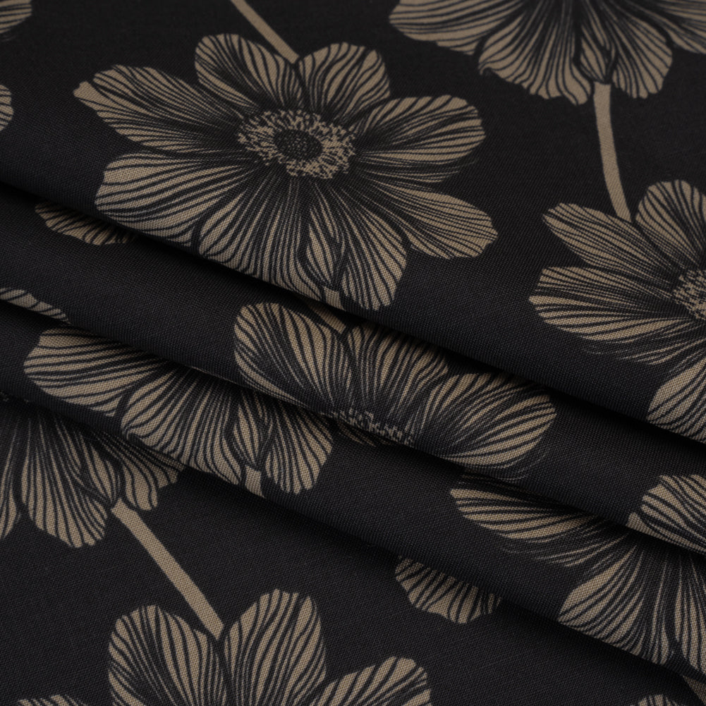 Printed Quilting Cotton by Anna Maria Textiles for Northcott - Silvertone Anemone Floral - Indelible Collection - Folded