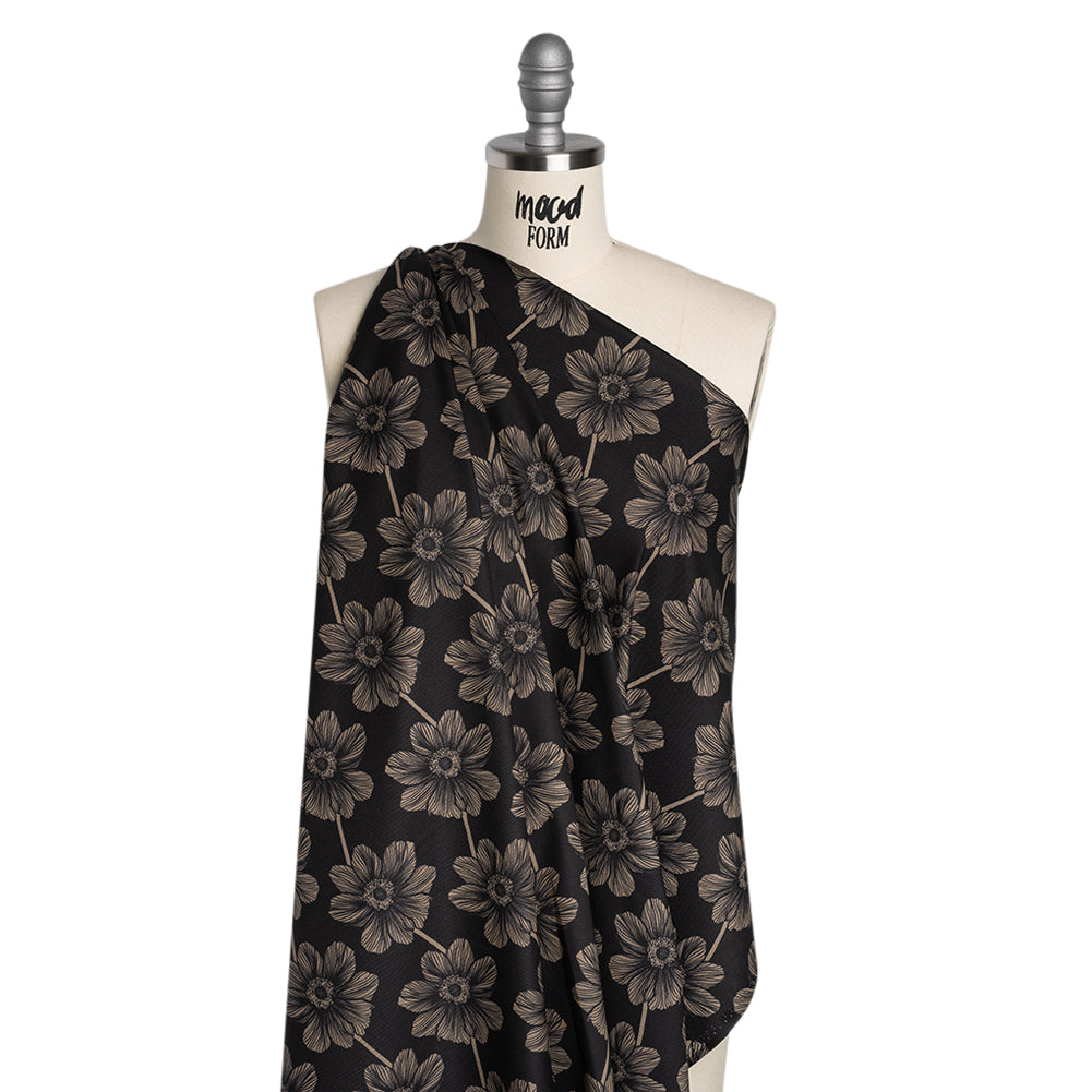 Printed Quilting Cotton by Anna Maria Textiles for Northcott - Silvertone Anemone Floral - Indelible Collection - Drape