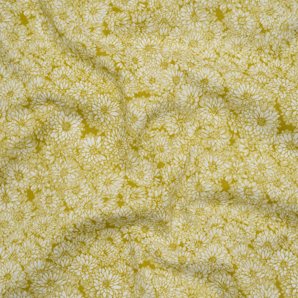 Printed Quilting Cotton by Anna Maria Textiles for Northcott - Golden Mums Floral - Indelible Collection