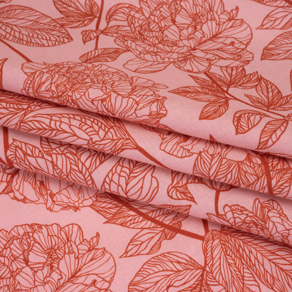 Printed Quilting Cotton by Anna Maria Textiles for Northcott - Rouge Peony Floral - Indelible Collection - Folded