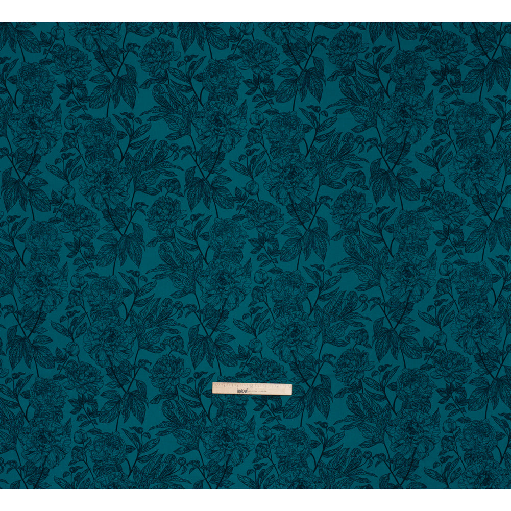 Printed Quilting Cotton by Anna Maria Textiles for Northcott - Ocean Peony Floral - Indelible Collection