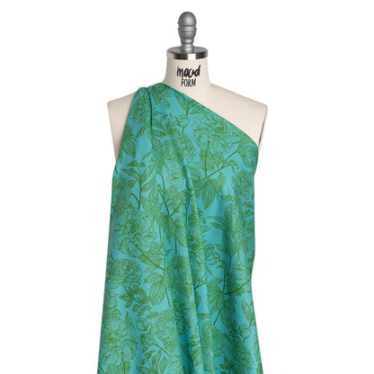 Printed Quilting Cotton by Anna Maria Textiles for Northcott - Jade Peony Floral - Indelible Collection
