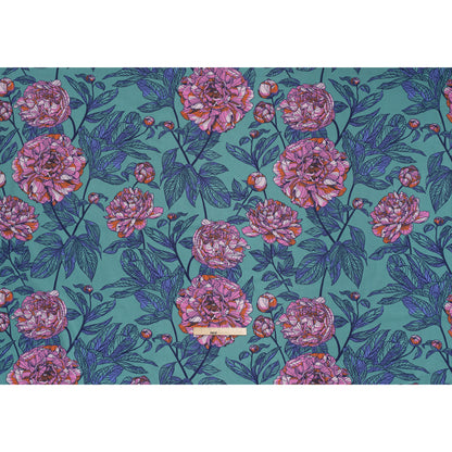 Wide Backing Quilting Cotton by Anna Maria Textiles for Northcott, 108" Wide - Jade Peony Floral - Indelible Wide Backing Collection