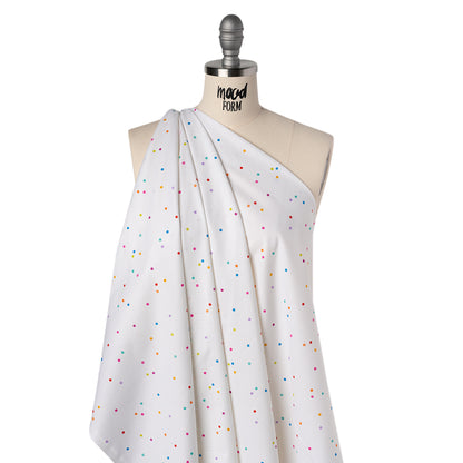Printed Quilting Cotton by Ghazal Razavi for FIGO Studio - White and Rainbow Flowers - Seasons Basics Collection