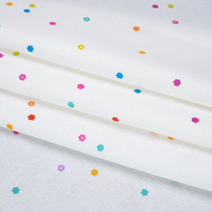 Printed Quilting Cotton by Ghazal Razavi for FIGO Studio - White and Rainbow Flowers - Seasons Basics Collection