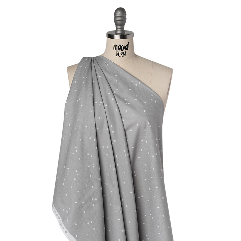 Printed Quilting Cotton by Ghazal Razavi for FIGO Studio - Gray Flowers - Seasons Basics Collection - Folded
