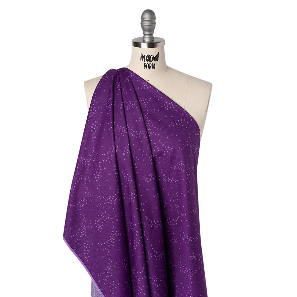 Printed Quilting Cotton by Ghazal Razavi for FIGO Studio - Purple Birds - Seasons Basics Collection - Folded
