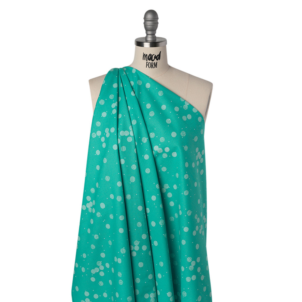 Printed Quilting Cotton by Ghazal Razavi for FIGO Studio - Mint Snow Textured Circles and Spots - Seasons Basics Collection - Folded