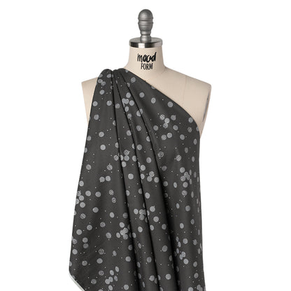 Printed Quilting Cotton by Ghazal Razavi for FIGO Studio - Gray Snow Textured Circles and Spots - Seasons Basics Collection Folded