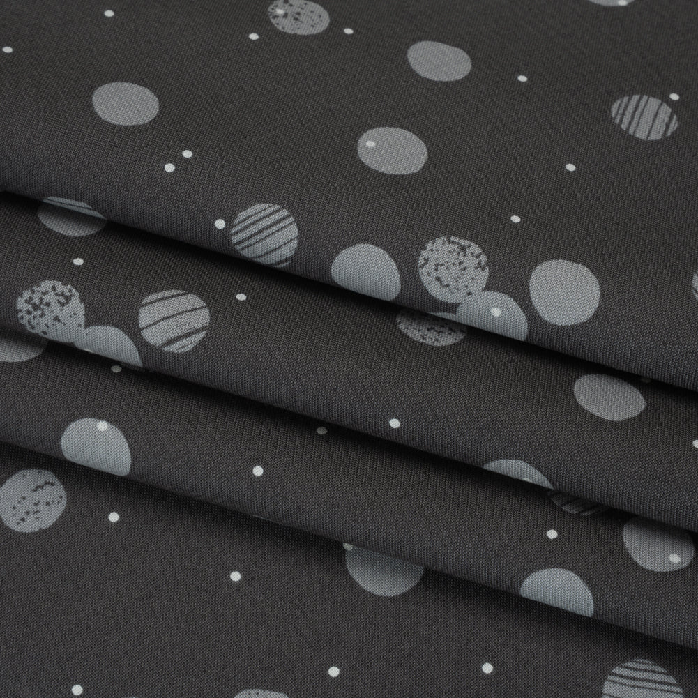 Printed Quilting Cotton by Ghazal Razavi for FIGO Studio - Gray Snow Textured Circles and Spots - Seasons Basics Collection Detail