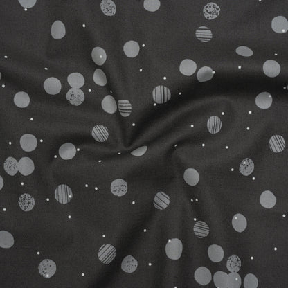 Printed Quilting Cotton by Ghazal Razavi for FIGO Studio - Gray Snow Textured Circles and Spots - Seasons Basics Collection Drape
