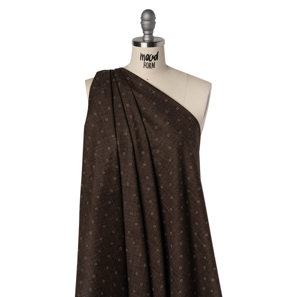 Printed Quilting Cotton by Ghazal Razavi for FIGO Studio - Brown Stitches Circles - Stash Collection - Folded